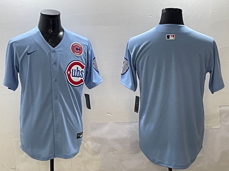 Men Chicago Cubs Blank Light Blue Throwback Fashion 2025 Nike MLB Jersey style 2->youth mlb jersey->Youth Jersey